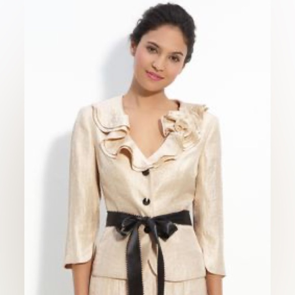 Adrianna Papell Cream Blazer with Black Sash